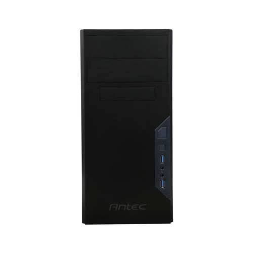 Crno kućište računala s prednjim priključcima, uključujući dva USB porta i gumb za uključivanje/isključivanje.