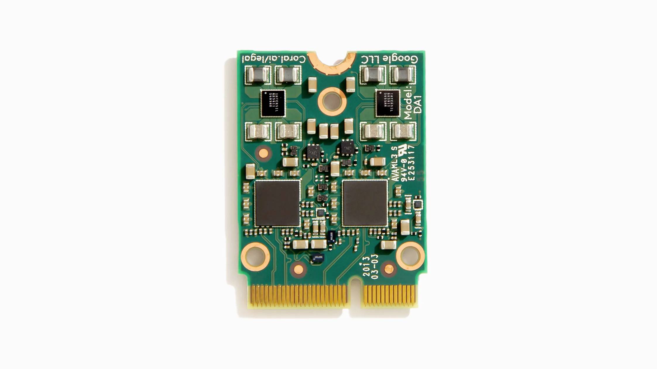 Zeleni elektronički modul sklopa s dva glavna čipa i nekoliko manjih komponenata, vjerojatno dio računala.