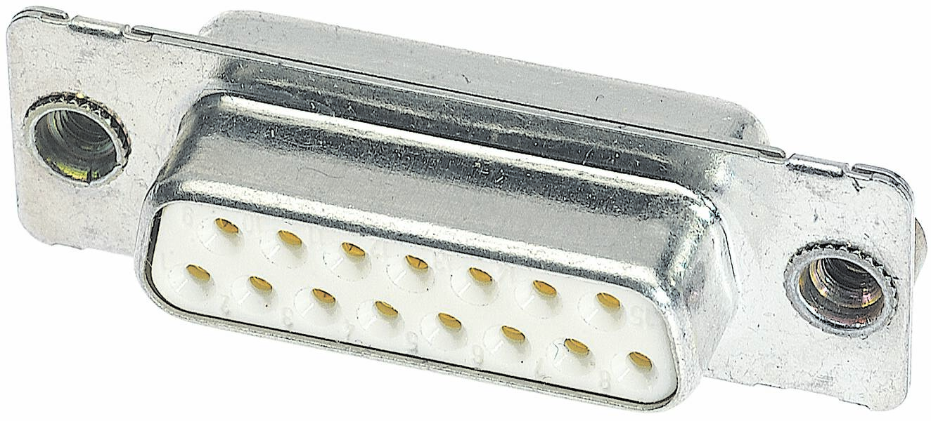 Srebreni, pravokutni utikač s dva reda zlatnih iglica.