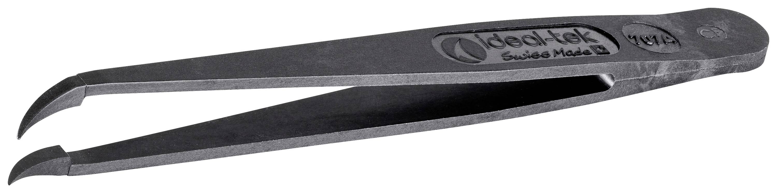 Metalna pinceta sa savijenim vrhom i oznakom marke 'ideal-tek Swiss Made' na površini. Podesna za precizno hvatanje i pridržavanje.