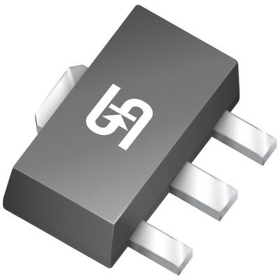 Mali elektronički čip u crnom kućištu s tri srebrne priključnice. Na vrhu se nalazi bijeli logo.