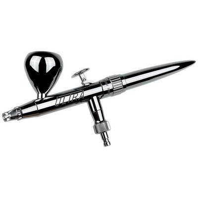 Zračna četkica s metalnim kućištem i crnom drškom, pogodna za precizno airbrush tehnike u umjetničkim projektima.