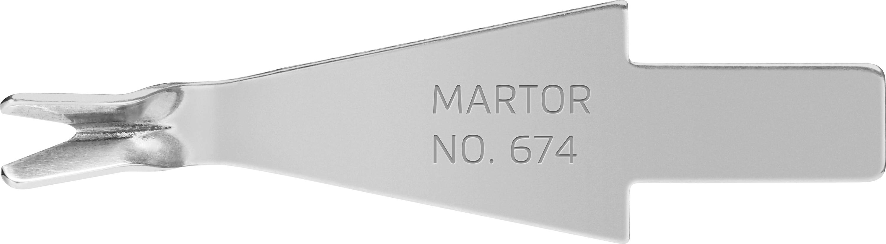 Metalna oštrica s natpisom 'MARTOR NO. 674', specijalizirana za precizno rezanje.