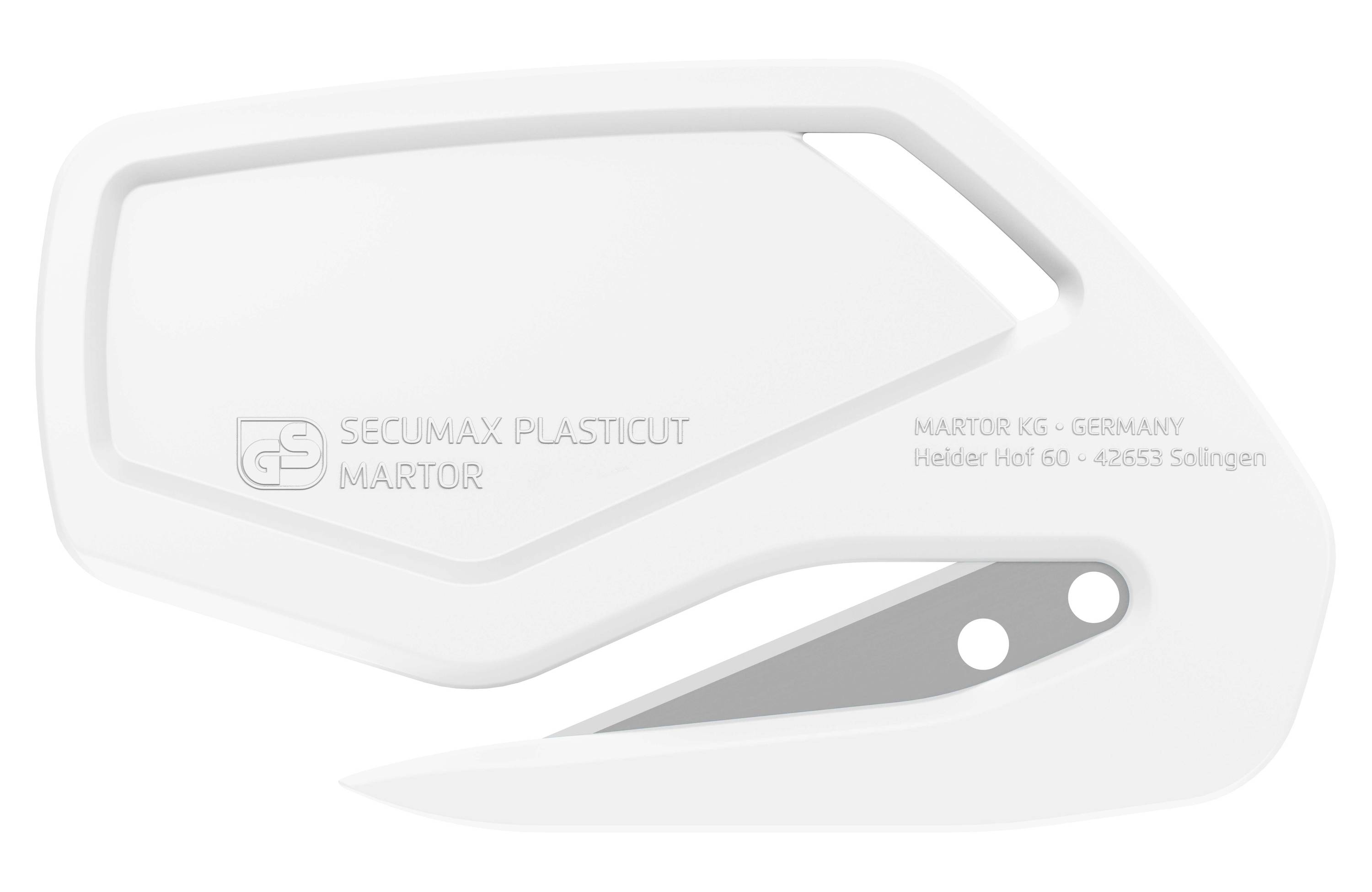 Bijeli SECUMAX PLASTICUT od Martora, plastični nož sa sigurnim sječivom.