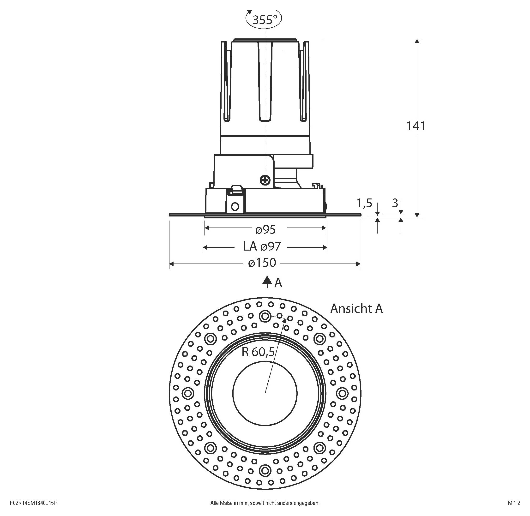 EVN F02R14SM1840L15P F02R14SM1840L15P LED stropni reflektor LED LED fiksno ugrađena-2