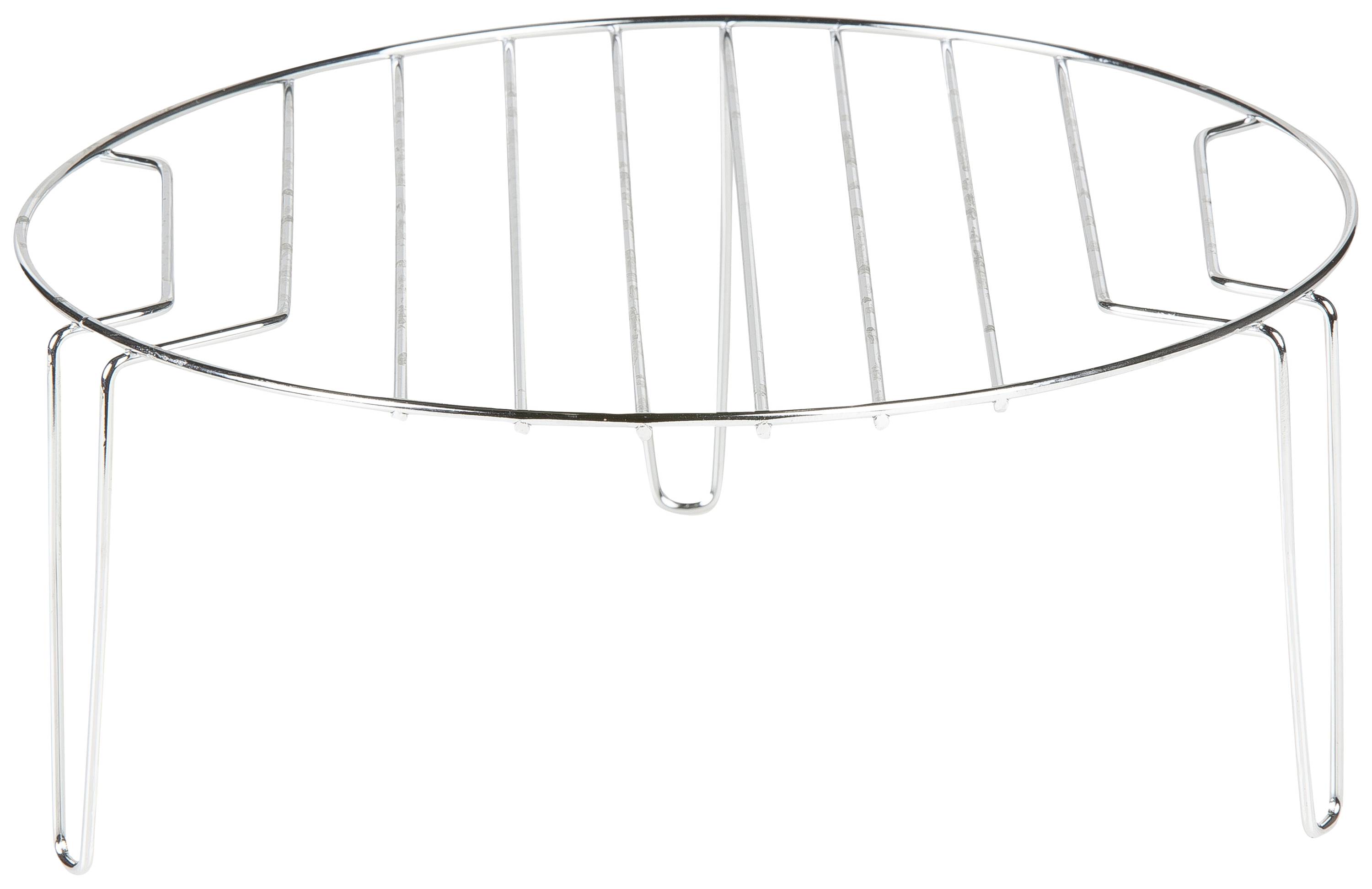 Metalni stalak s okruglim nogama, pogodan kao dodatak za roštilj ili spremanje hrane na pari.