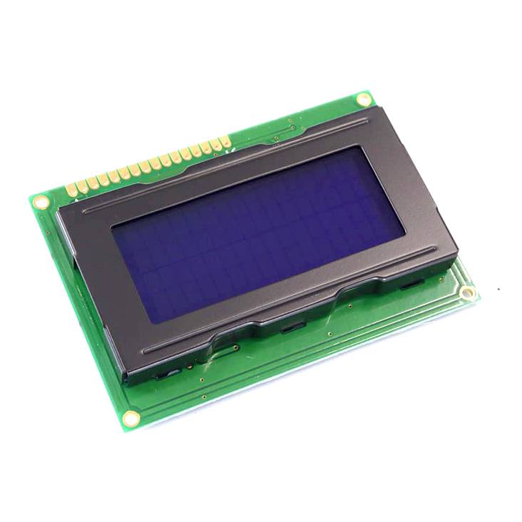 Zeleni LCD modul s plavim zaslonom. Ne prikazuje aktivni sadržaj. Pogodan za elektroničke primjene i projekte.