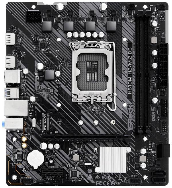 ASRock H610M-H2/M.2 D5 matična ploča Baza Intel® 1700 Faktor oblika (detalji) Micro-ATX Set čipova matične ploče Intel® H610