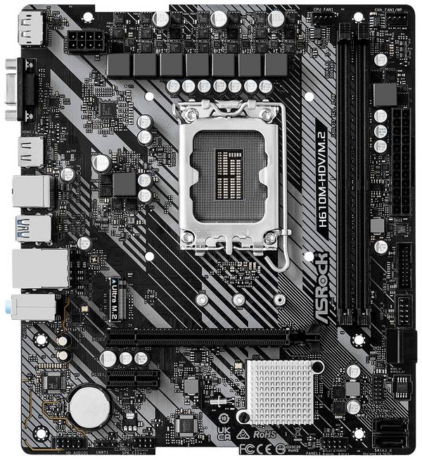 ASRock H610M-HDV/M.2 2.0 matična ploča Baza Intel® 1700 Faktor oblika (detalji) Micro-ATX Set čipova matične ploče Intel® H610