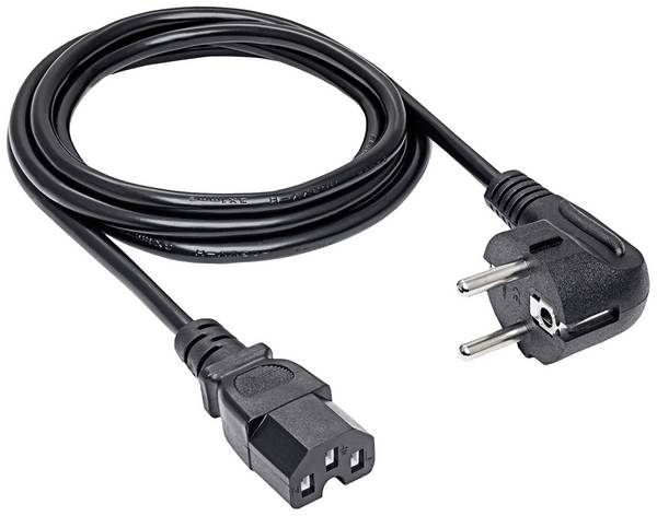 Akyga struja priključni kabel [1x sigurnosni utikač  - 1x ženski konektor IEC c15] 1.8 m crna