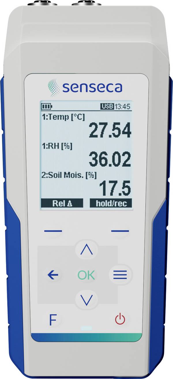 Senseca 486136 PRO D05.2 višenamjenski uređaj za pohranu podataka  Mjerena veličina temperatura, vlaga, protok zraka, pritisak, snaga osvjetljenja, CO2, VOC, brzina vjetra