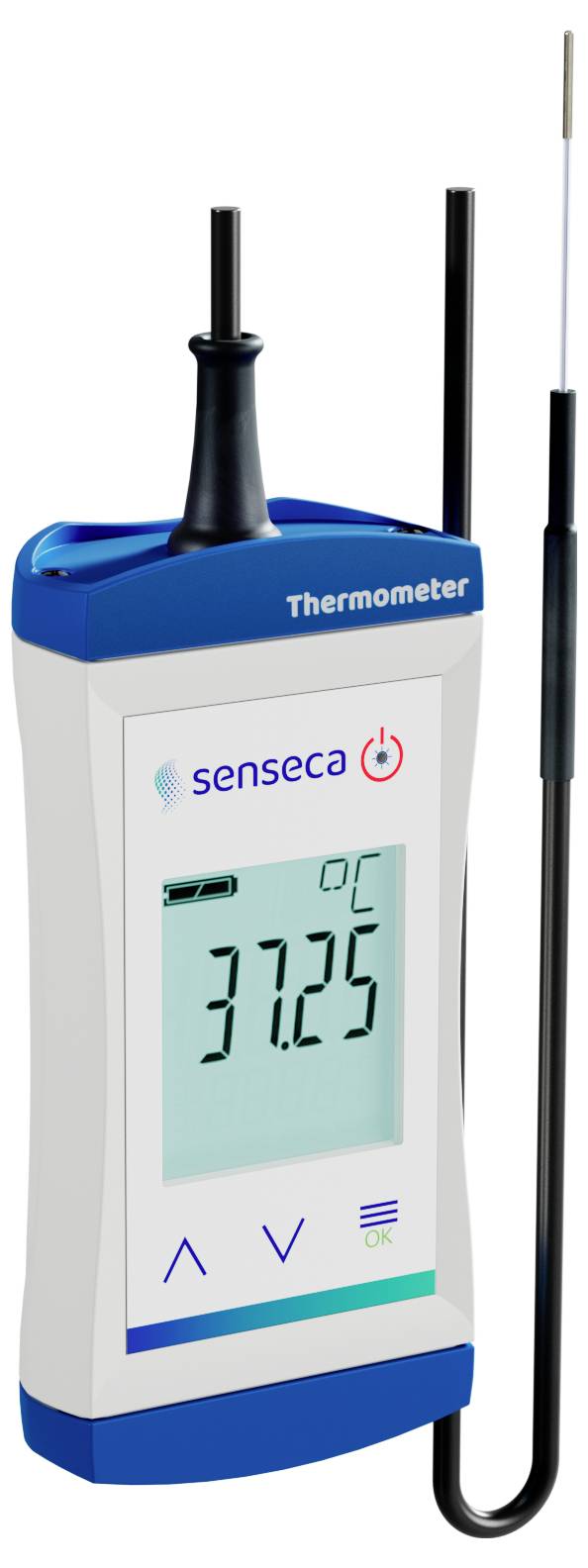 Ručni digitalni termometar koji prikazuje '37,25°C' s priključenom sondom, korišten za precizno mjerenje temperature.