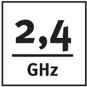 '2,4 GHz' bijelim slovima na crnoj pozadini.