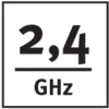 '2,4 GHz' bijelim slovima na crnoj pozadini.