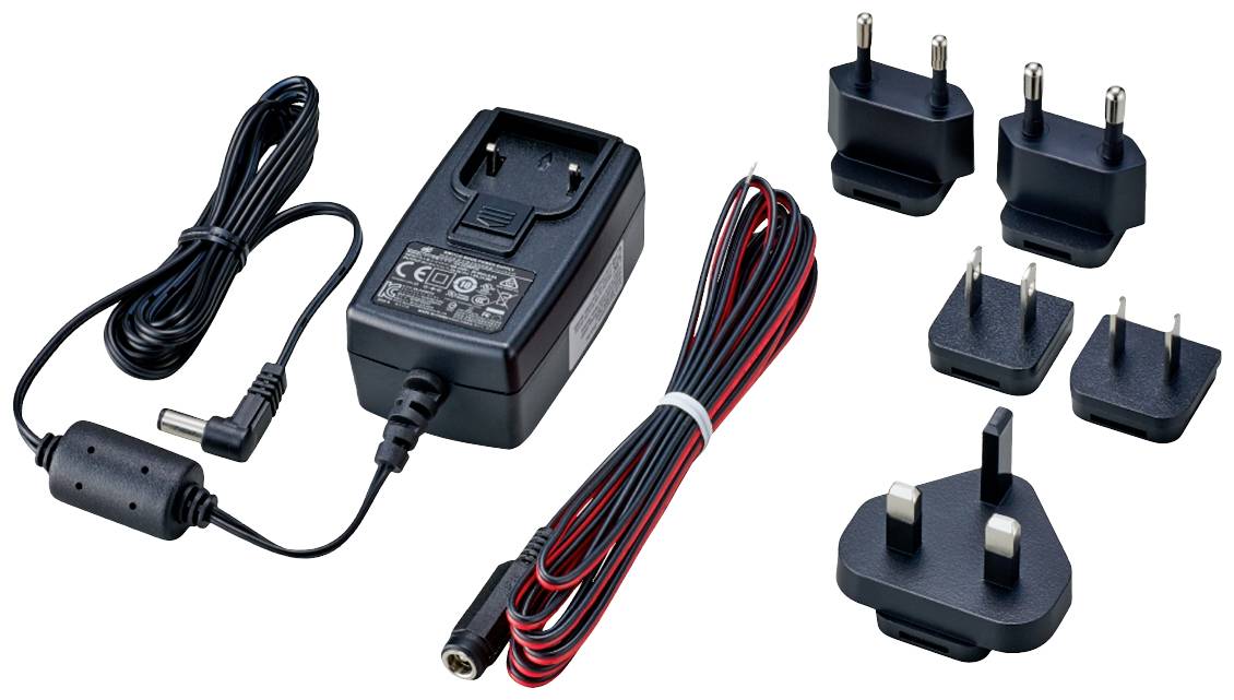Mrežni napajač s više zamjenjivih utikača za različite zemlje. Sadrži kabel s adapterom za različite vrste utičnica.