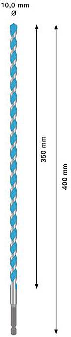 'Svrdlo promjera 10,0 mm, ukupne duljine 400 mm, radni dio 335 mm.'