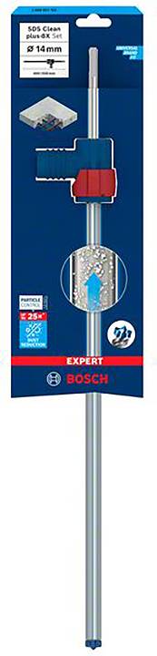 Pakiranja 'Bosch Expert Betonski svrdlo', prikazuje svrdlo s plavim vrhom, promjera 14 mm. Idealno za betonske radove.