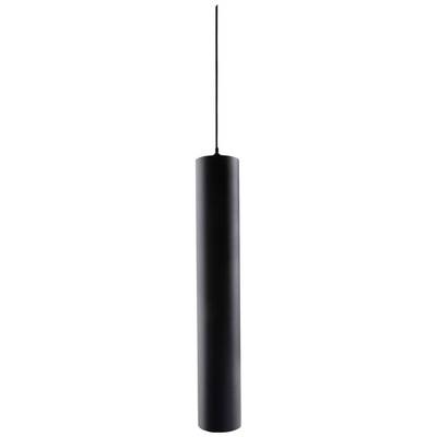 Crna cilindarska viseća lampa s tankim kabelom, minimalistički i moderno dizajnirana.