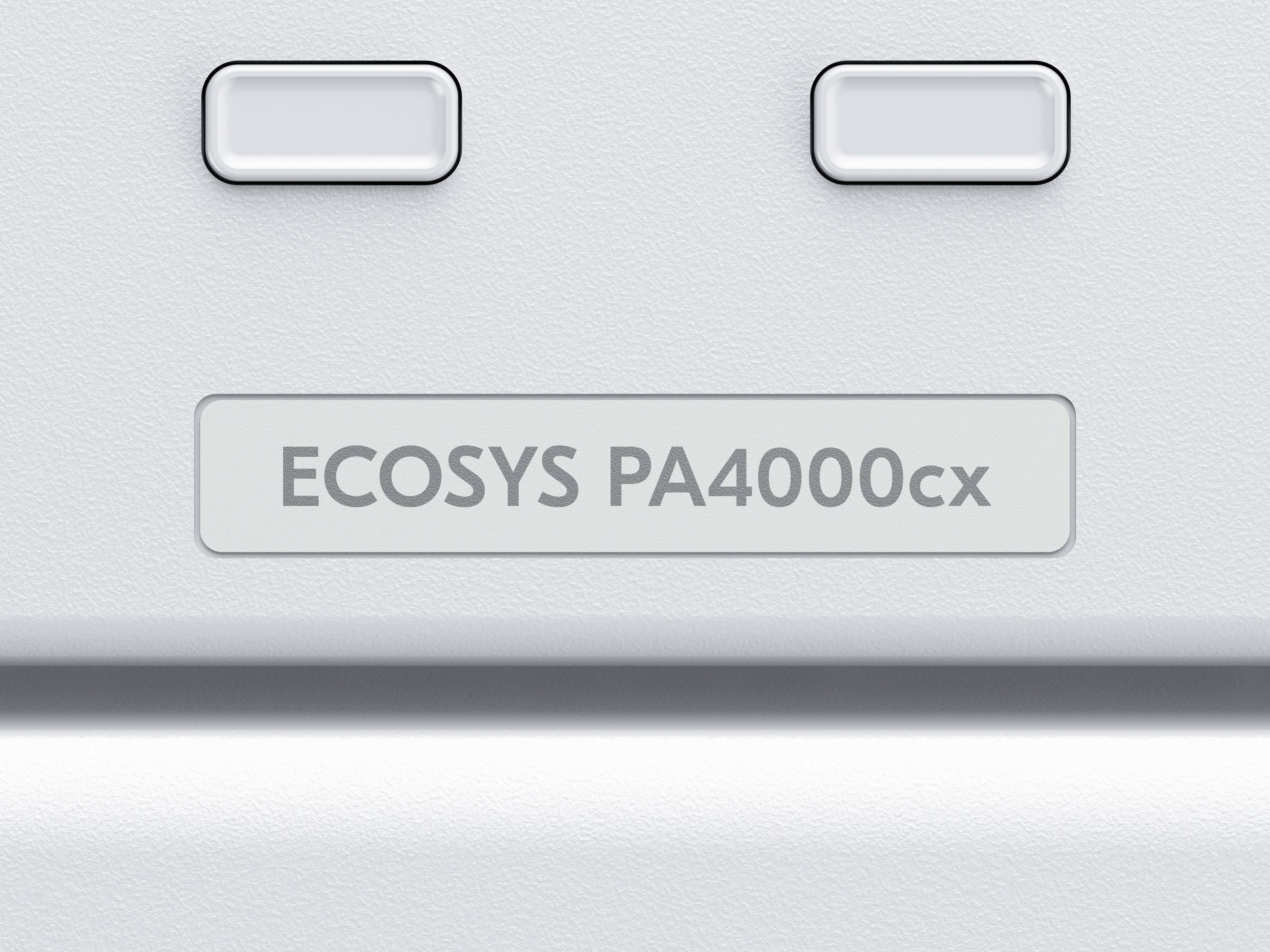 Naljepnica na tehničkom uređaju s natpisom 'ECOSYS PA4000cx'.