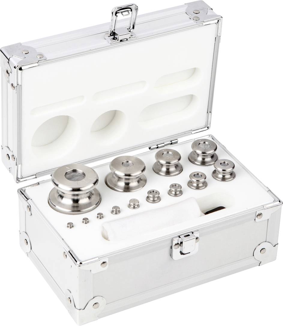 Kern 354-066 Gewichtenset 354-066, OIML-klasse M2, nominale waarde 1 g - 1 kg, knop, roestvrij staal fijngedraaid, in aluminium etui