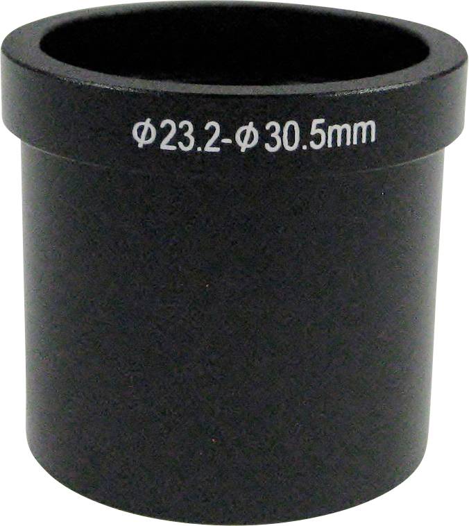 Adapter za Okular, crn, s natpisom '⌀23,2-⌀30,5mm'. Povezuje različite promjere dijelova teleskopa ili mikroskopa.