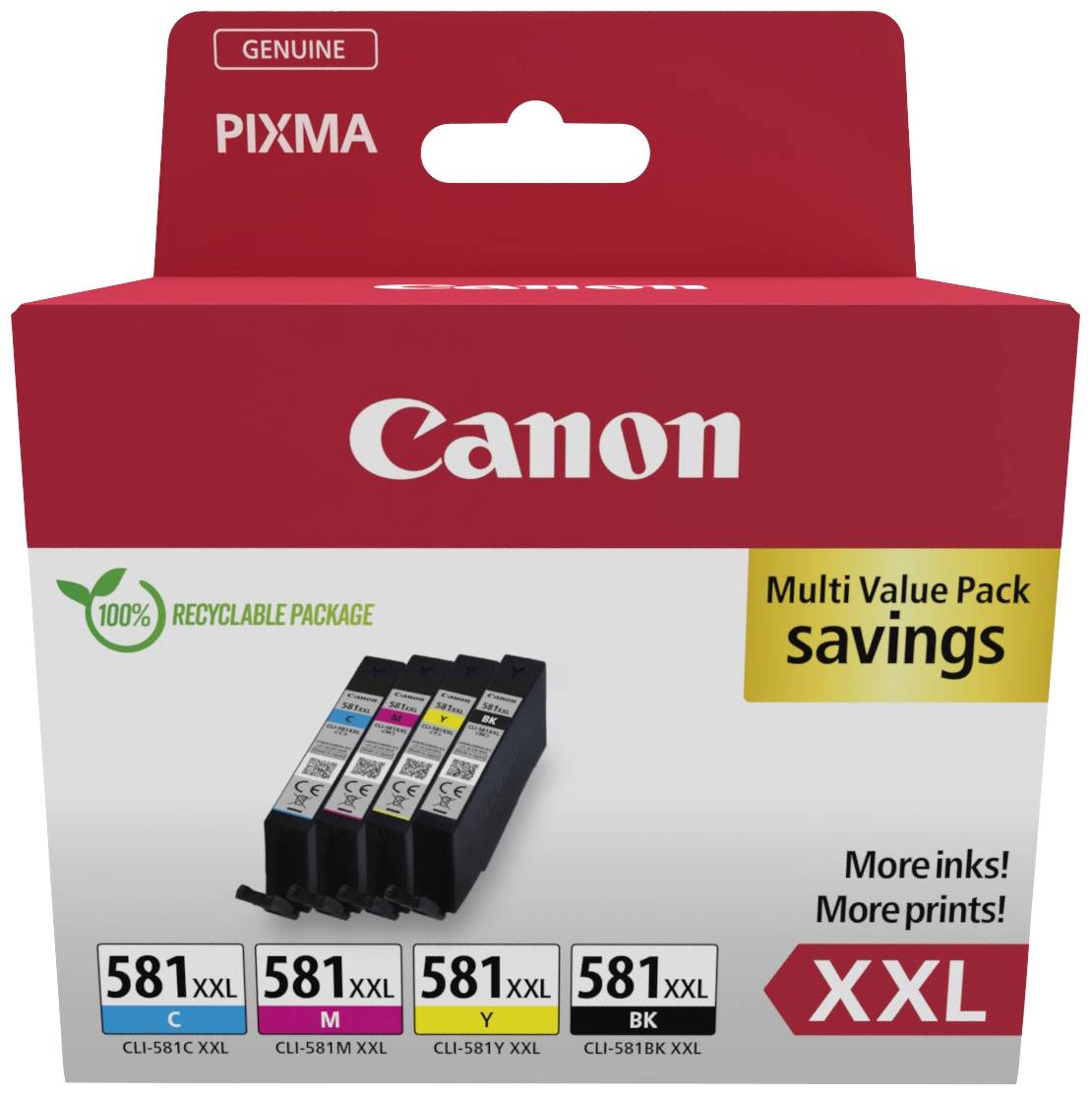Canon Encre CLI-581 XXL dorigine pack bundle noir, cyan, magenta, jaune 1998C007