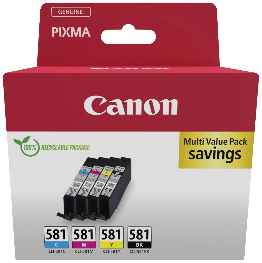 Canon Encre CLI-581 dorigine pack bundle noir, cyan, magenta, jaune 2103C007