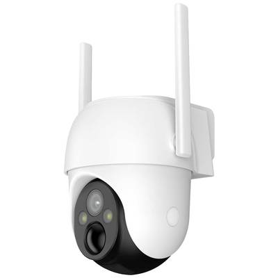 Bijela kamera za nadzor s 360-stupanjskim okretanjem, dvije antene gore za WLAN prijem, pogodna za vanjski nadzor i sigurnost.
