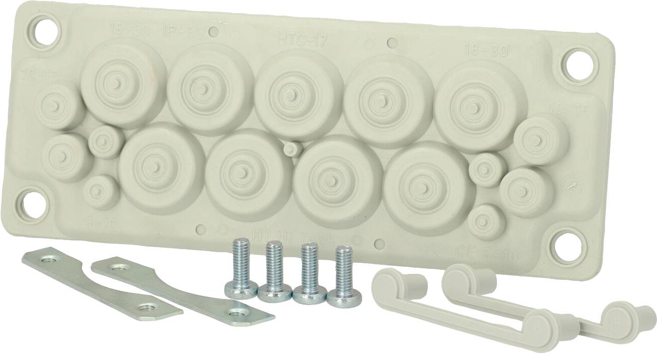 Fibox FMF 17 Kabeldoorvoeringsplaat Met flens Polycarbonaat Grijs-wit (RAL 7035) 1 stuk(s)