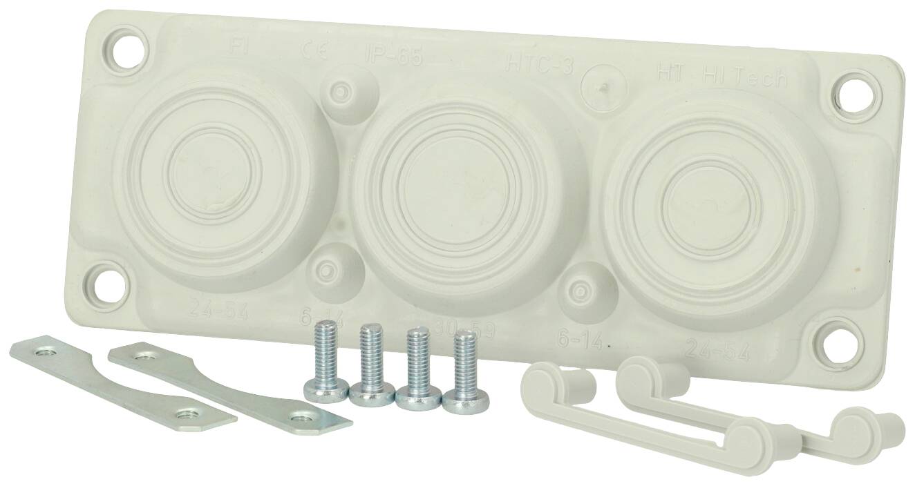 Fibox FMF 3 Kabeldoorvoeringsplaat Met flens Polycarbonaat Grijs-wit (RAL 7035) 1 stuk(s)