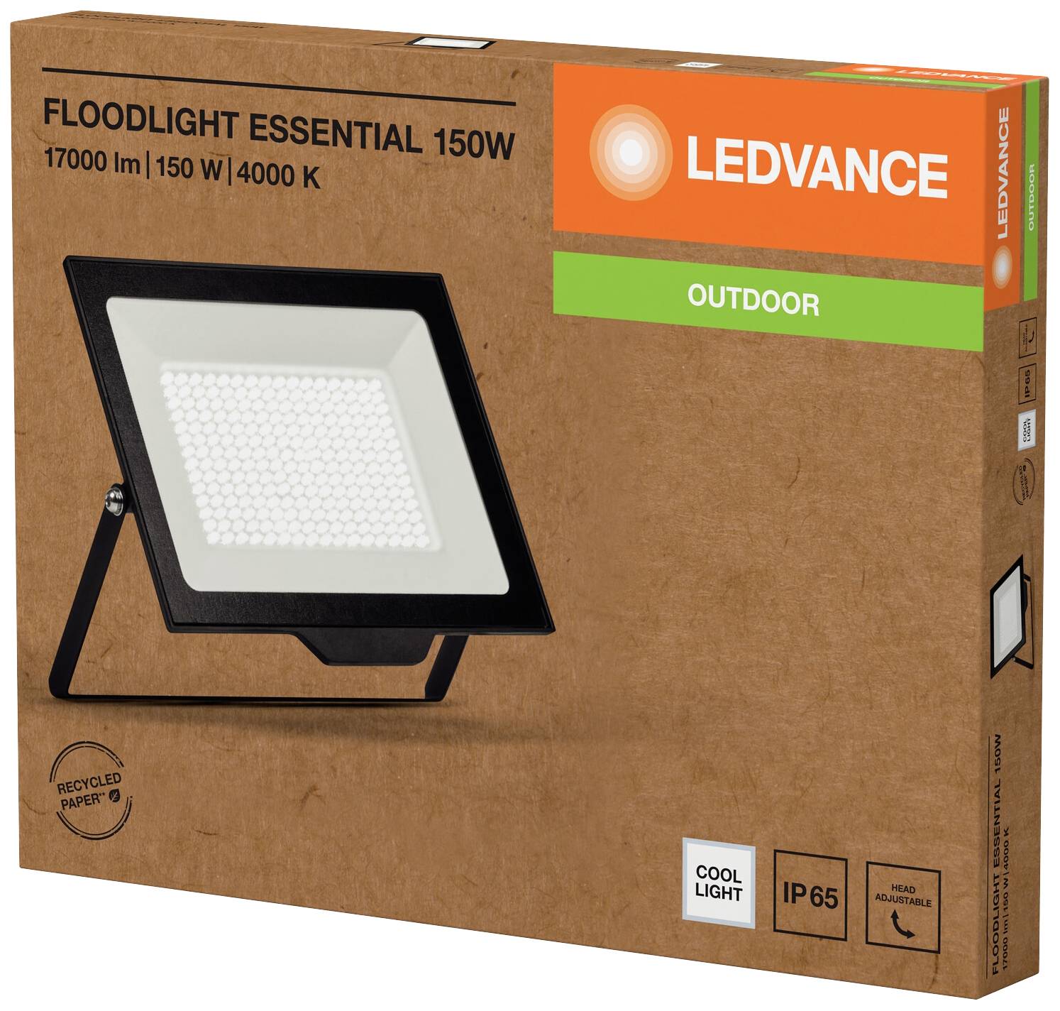 LEDVANCE Vanjski reflektor Essential 150W, 17000 lm, 150W, 4000K, IP65, reciklirani papir, hladno osvjetljenje