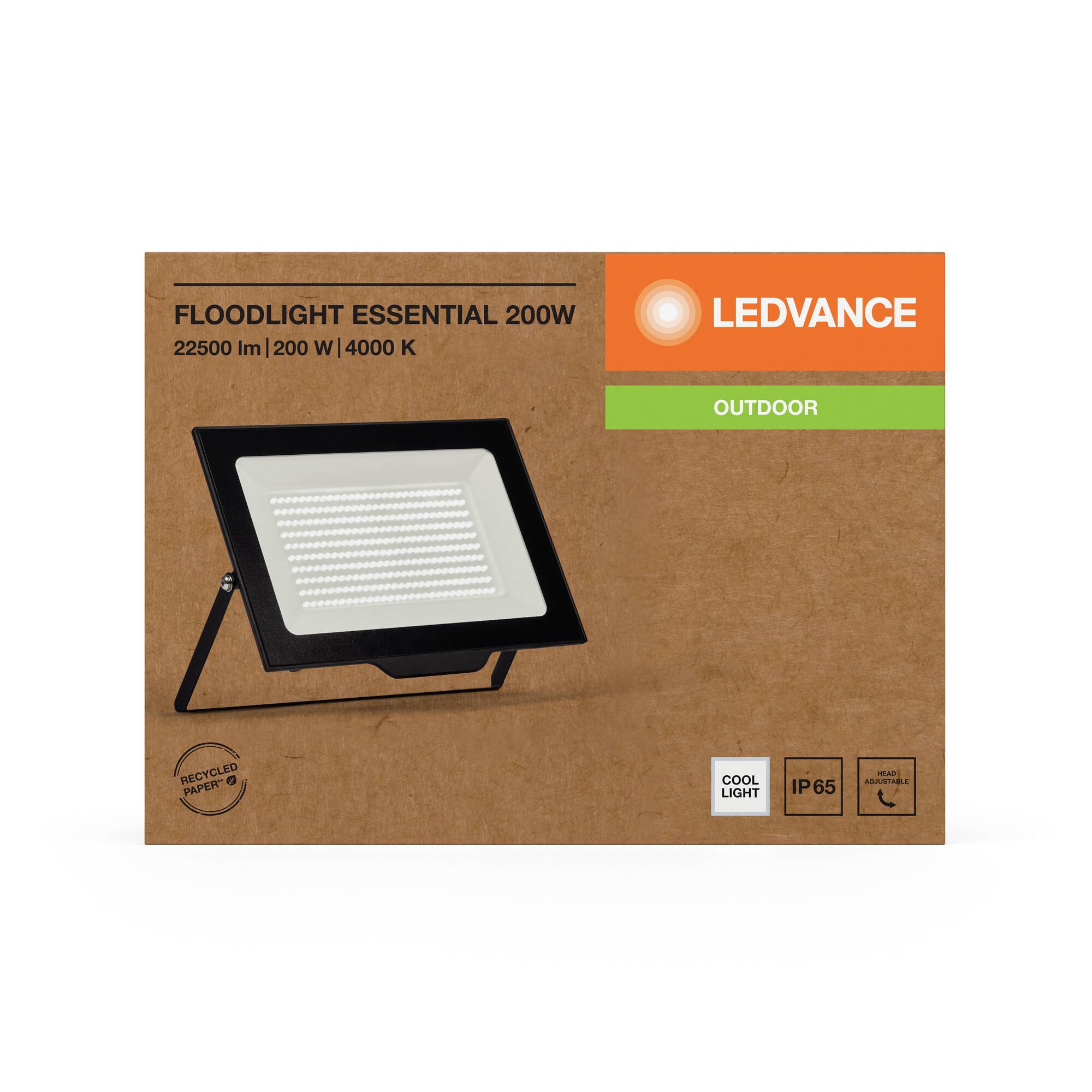 'LEDVANCE Flutlicht Essential 200W' paket. Specifikacije: 22500 lm, 200 W, 4000 K, IP65, za vanjsku upotrebu.