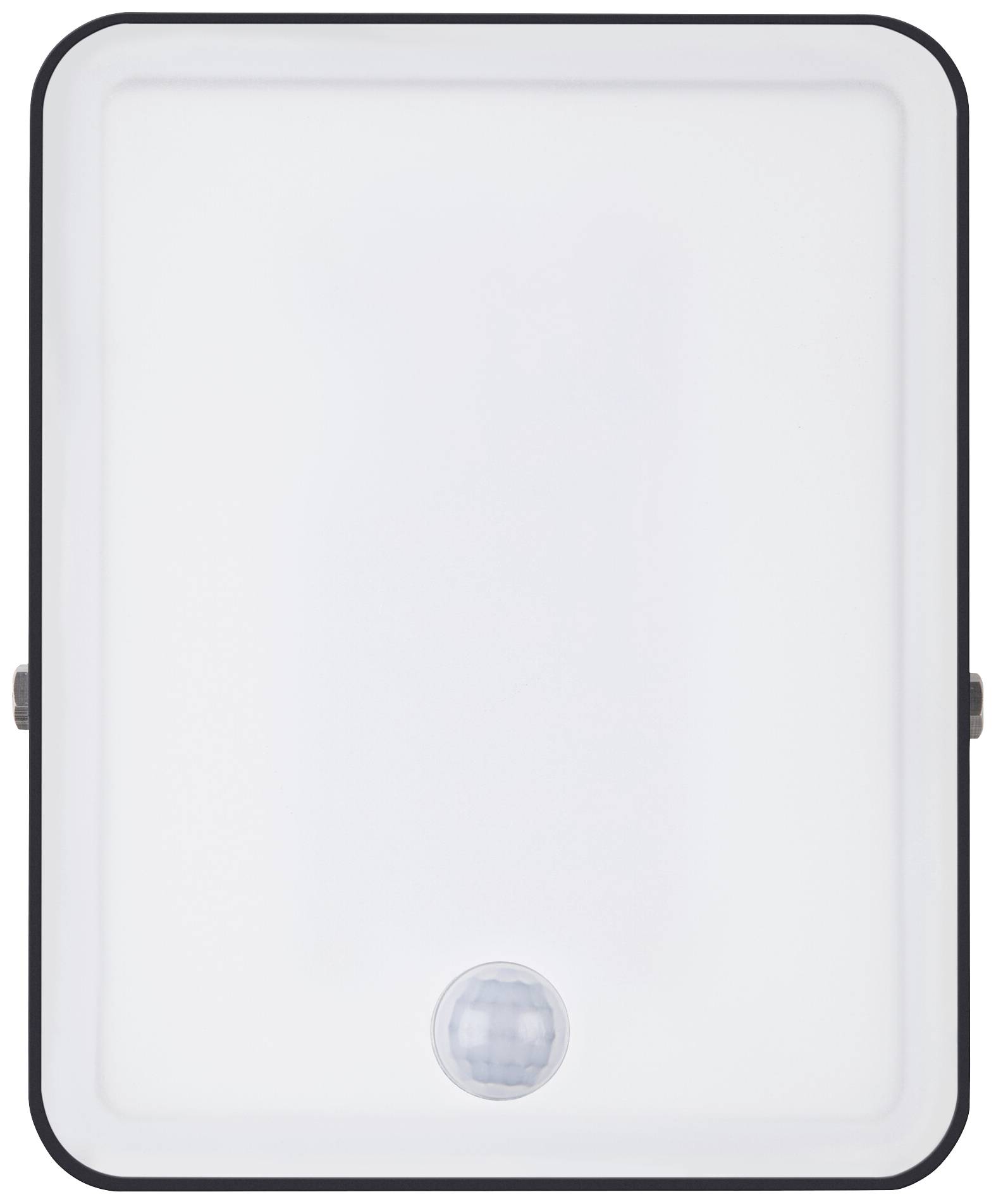 Bijela pravokutna senzorska lampa s integriranim senzorom pokreta dolje. Podesiva za automatsko osvjetljenje pri kretanju.