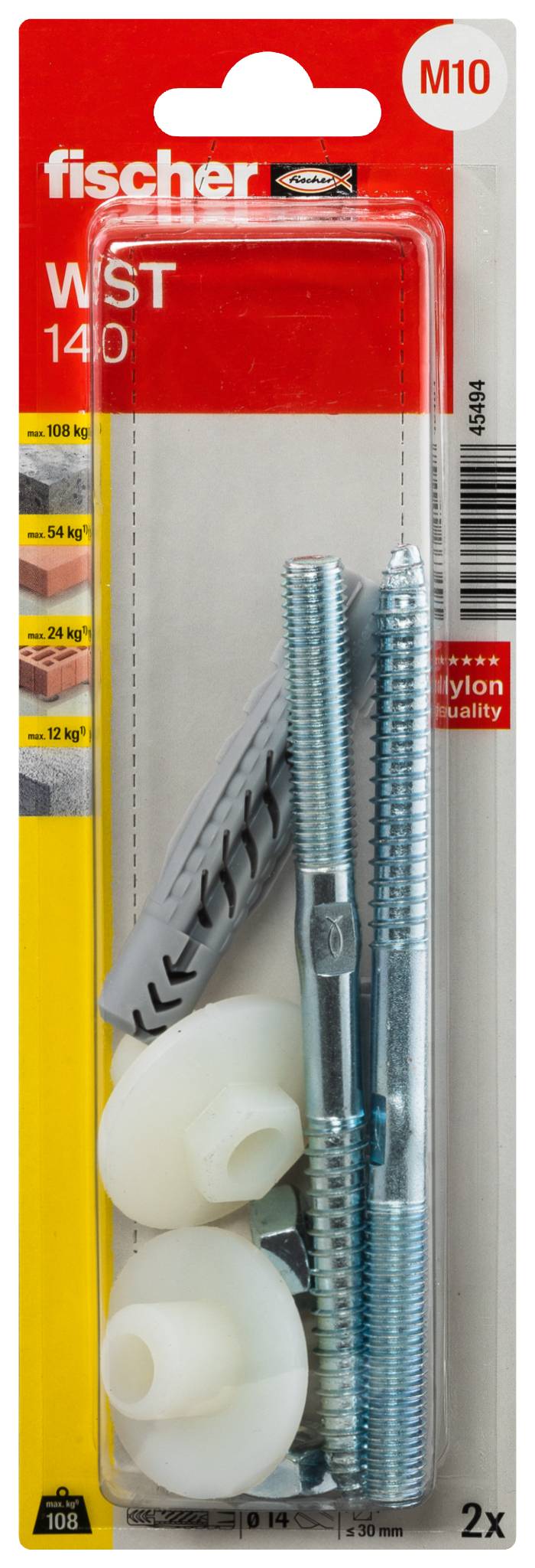 Fischer 045494 WST 140 K NV Wastafelbevestiging 75 mm 1 set(s) afbeelding