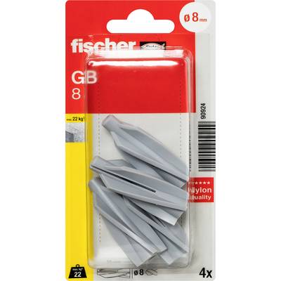 Paket Fischer GIB 8 sivih nylon čepova za zid, 4 komada, za rupe od 8 mm i opterećenja do 22 kg