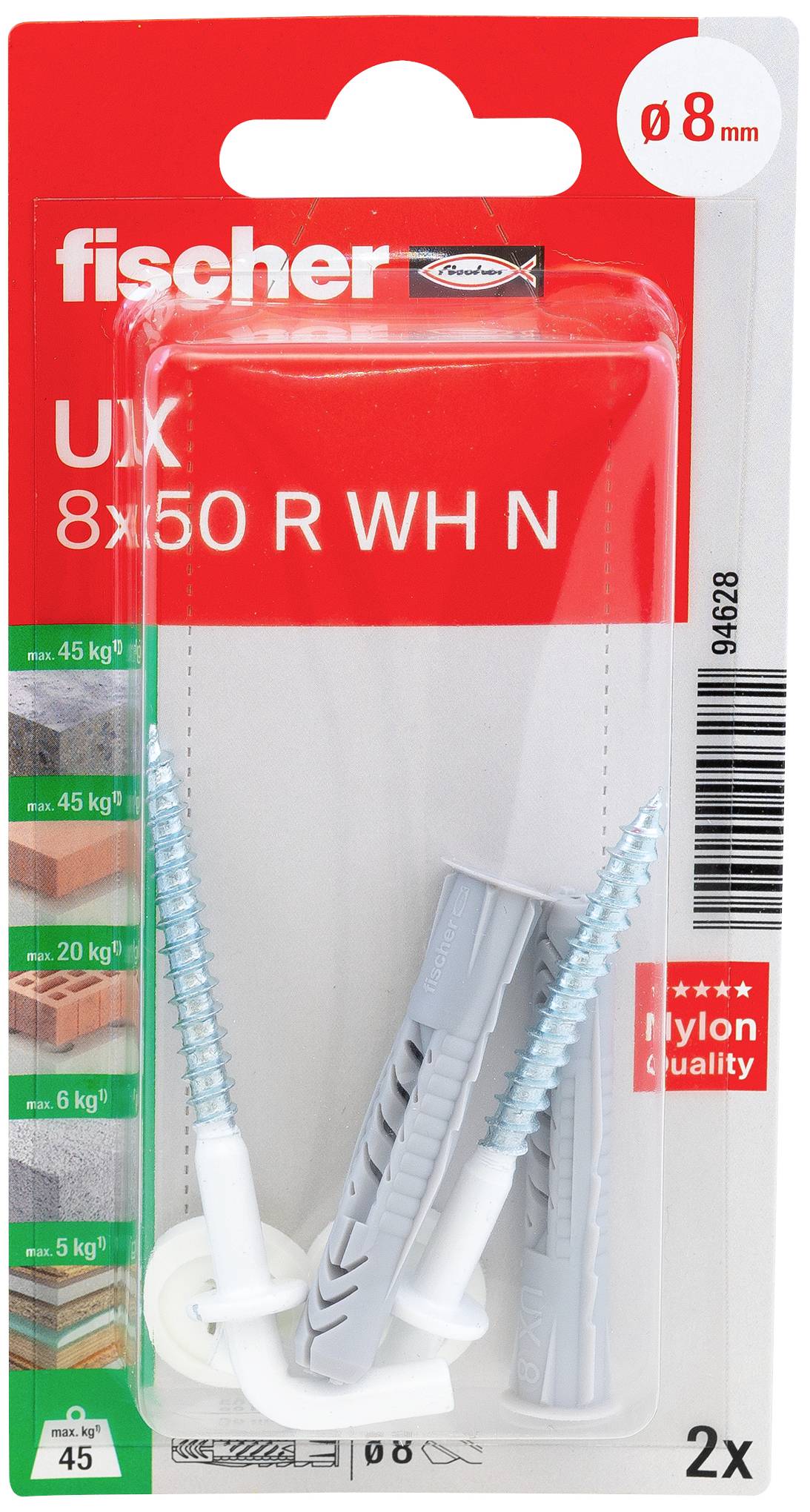 Fischer 094628 UX 8 x 50 R WH N K NV univerzalna tipla 50 mm 1 Set-1