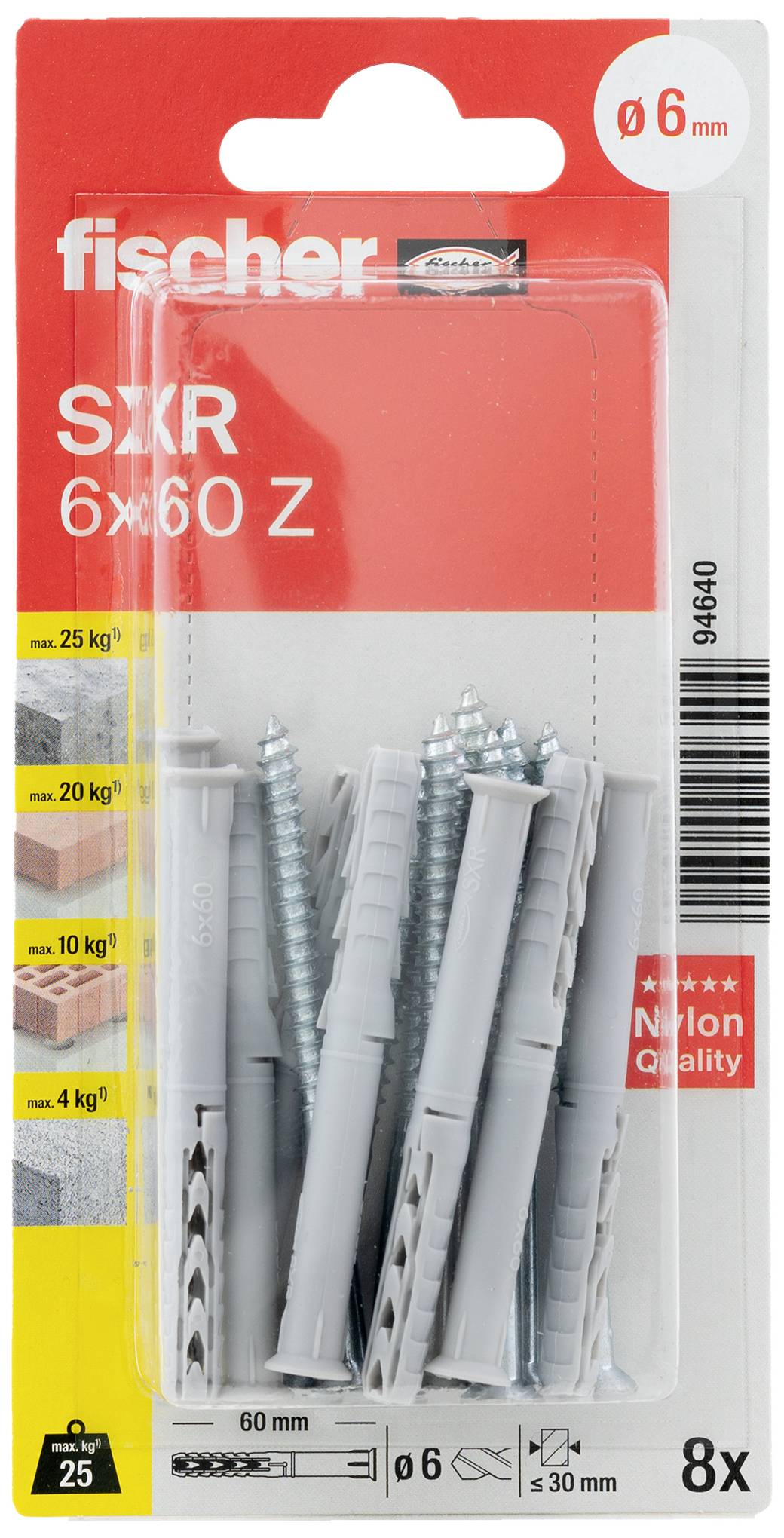Fischer 094640 SXR 6 x 60 Z K NV dugački tipl 60 mm 1 Set-1
