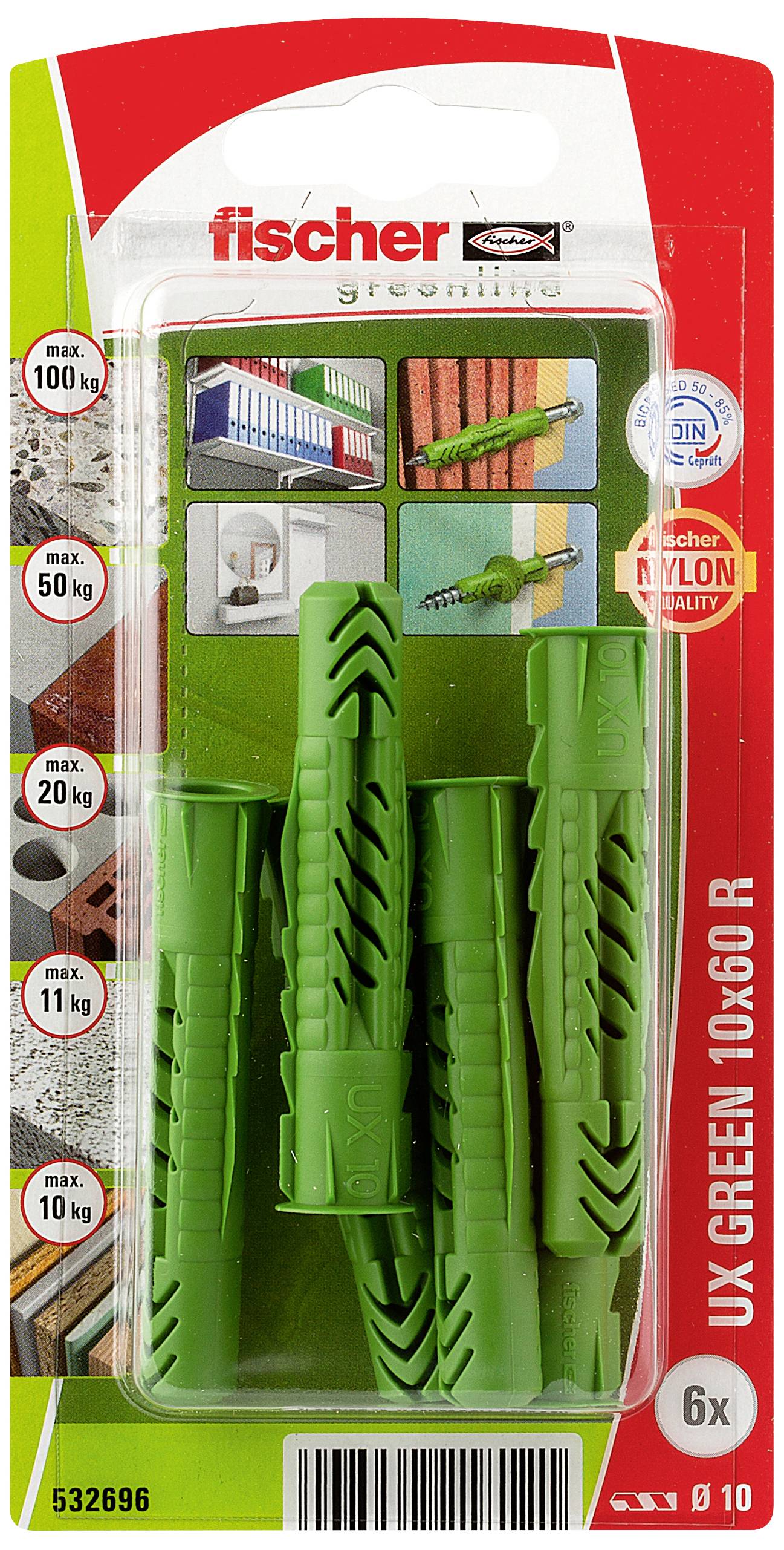 Fischer 532696 UX Green 10 x 60 R K NV univerzalna tipla 60 mm 10 mm 1 Set-1