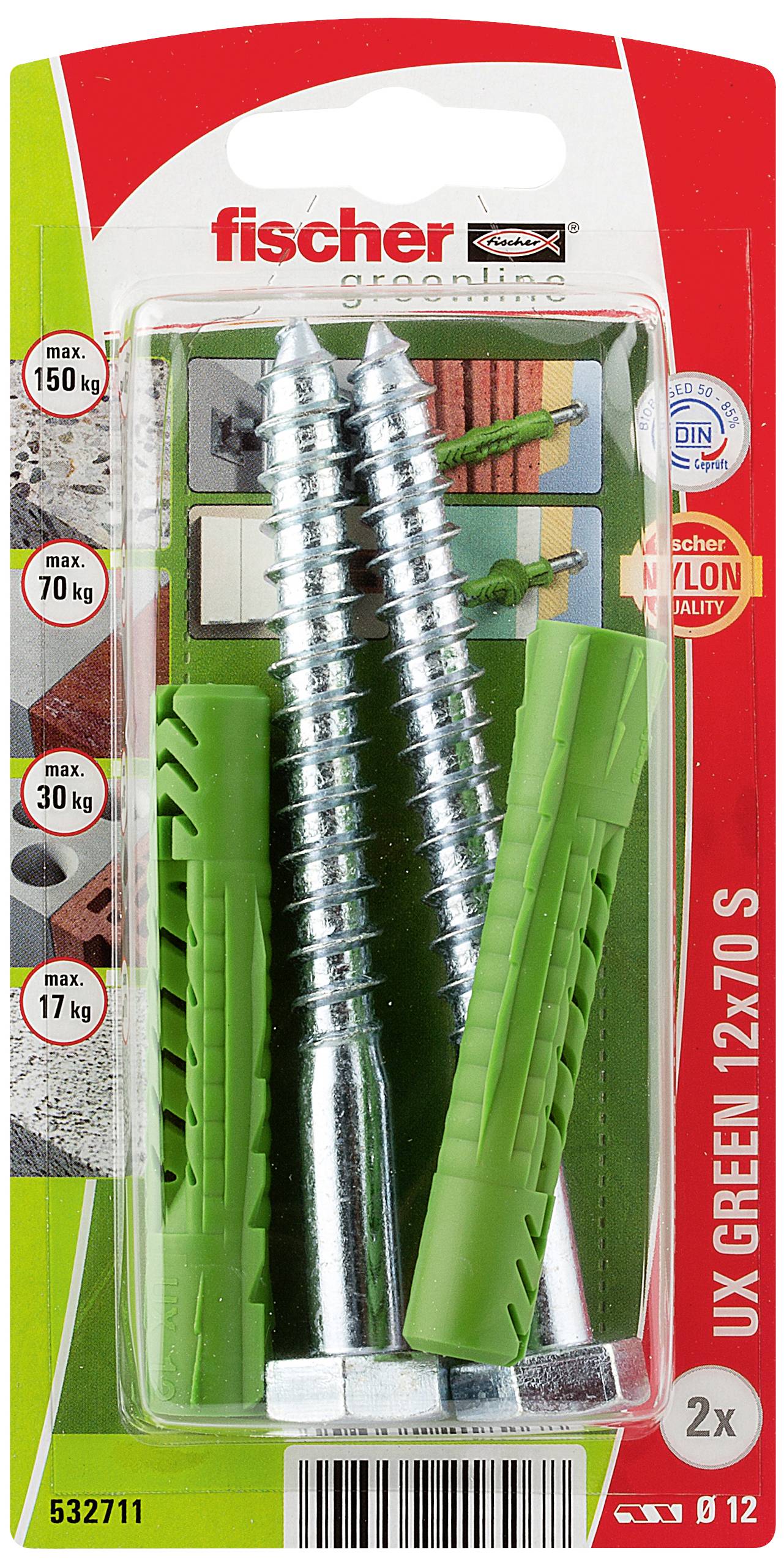 Fischer 532711 UX Green 12 x 70 S K NV univerzalna tipla 70 mm 12 mm 1 Set-1