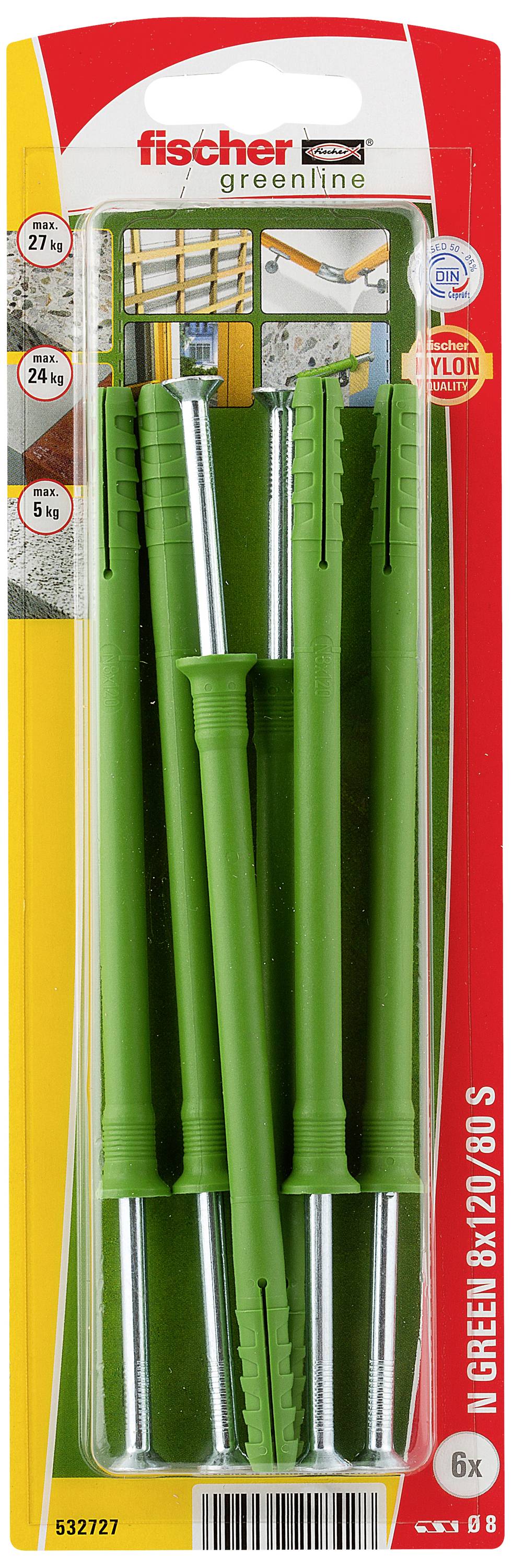 Fischer 532727 N Green 8 x 120/80 S K NV tipl za čavao 120 mm 8 mm 1 Set-1
