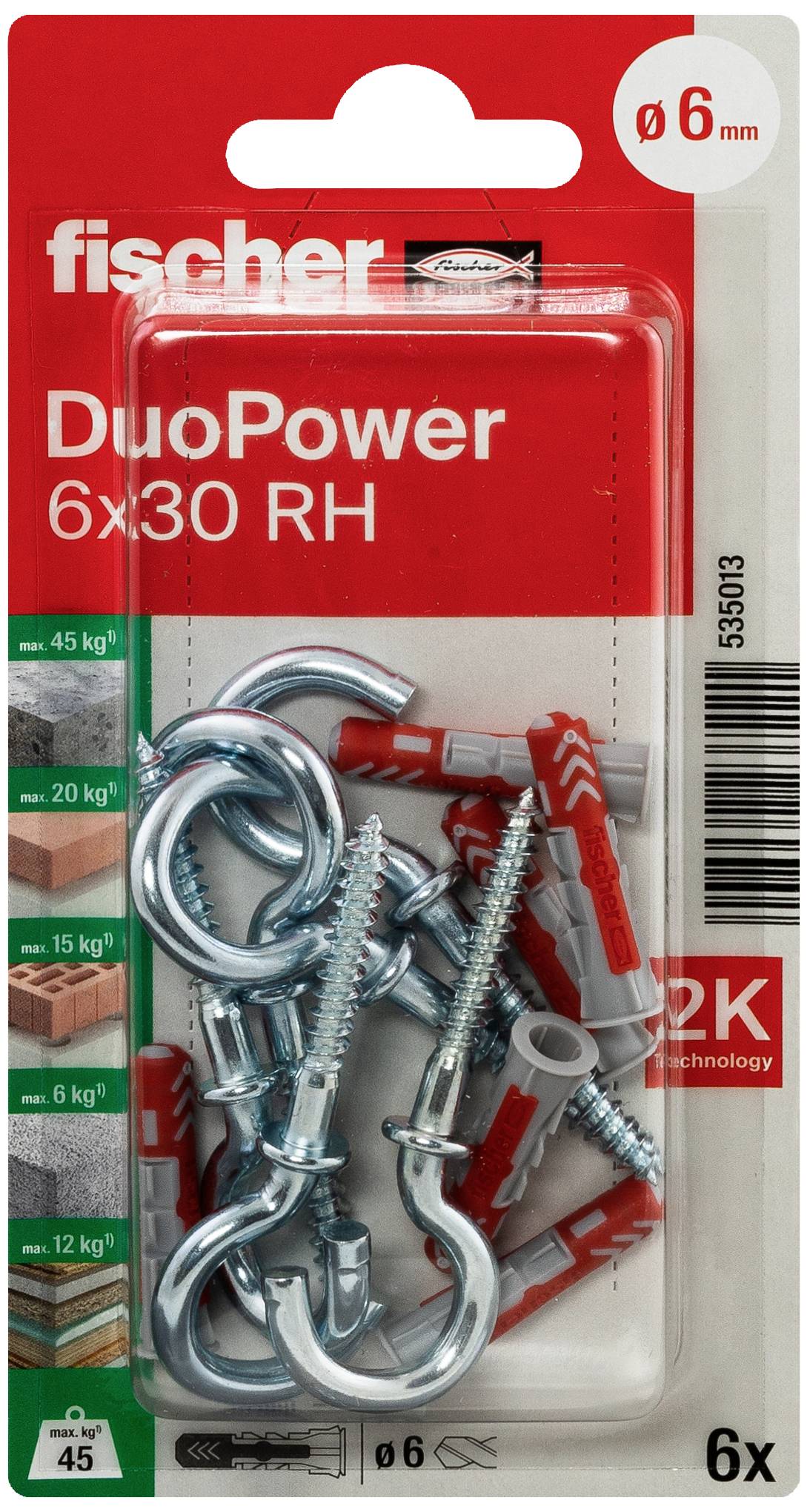 Fischer 535013 DuoPower 6 x 30 RH K NV set tipli 30 mm 6 mm 1 Set-1