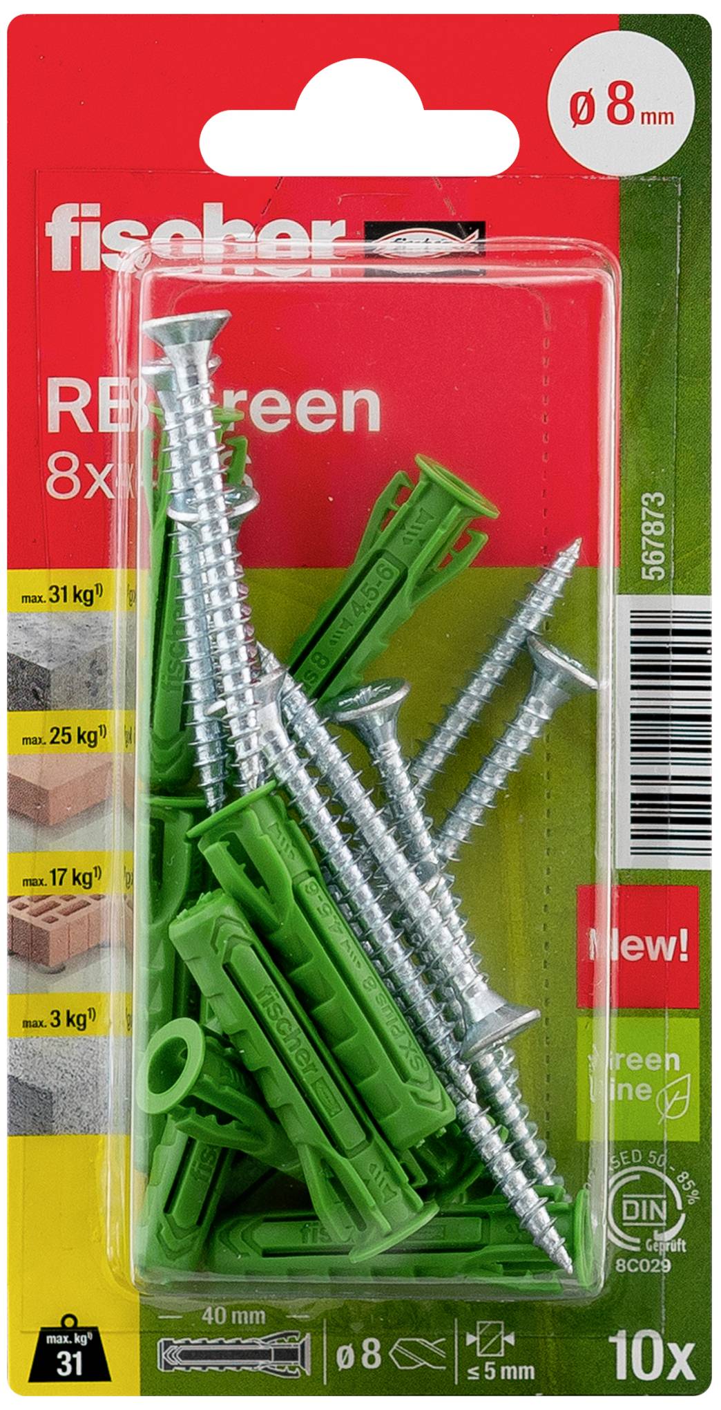 Fischer 567873 RB 8 x 40 Green S K NV montažni komplet 40 mm 8 mm 1 Set-1