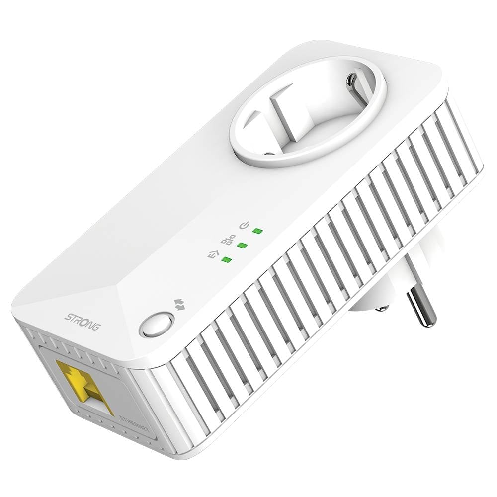 Bijeli WLAN-repeater za proširenje internetskog signala, s utičnicom, LAN priključkom i LED indikatorima na vrhu uređaja.