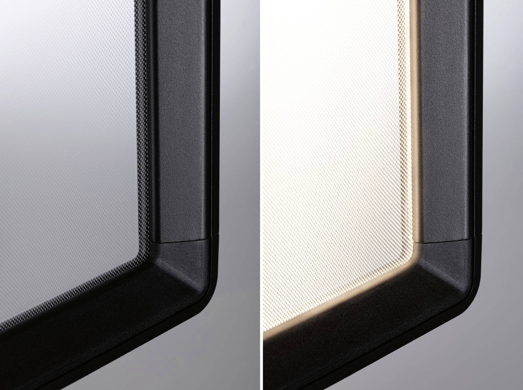 Bliski kadar ekrana s dvije različite postavke svjetline: lijevo tamno, desno svjetlije.