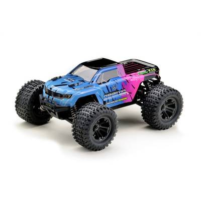 Igračka automobil s velikim, grubim gumama, plave i ružičaste karoserije s natpisom 'A959-BL'. Model namijenjen off-road avanturam.