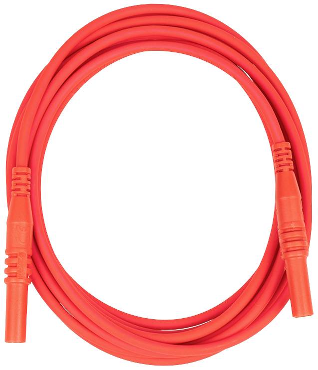 Crveni mjerni kabel multimetra s dva priključka, namotana u petlju.
