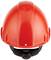 Crvena zaštitna kaciga, pogledana odozgo, simbolizira zaštitu tijekom građevinskih radova ili u opasnim okolnostima.