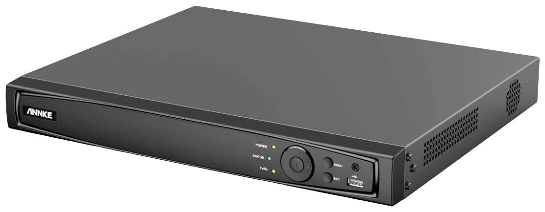 Crni, pravokutni DVR snimač s LED indikatorima i tipkama na prednjoj strani te ventilacijskim otvorima sa strane.