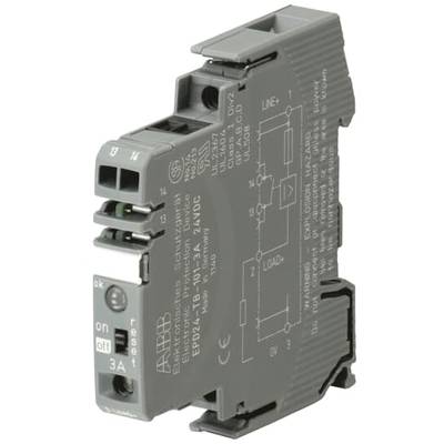 Elektronički zaštitni uređaj tvrtke ABB s priključnim stezaljkama i dijagramom na stranici. Model broj EPD24-1-B-10-13A-24VDC, 3A.