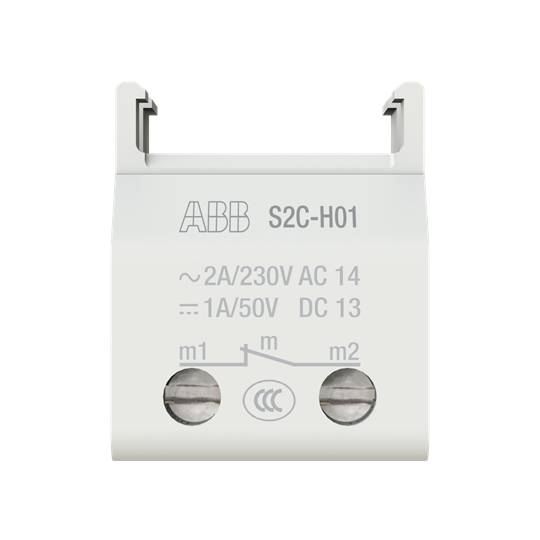Relejna jedinica marke ABB, model S2C-H01. Prikazuje električne specifikacije: 2A/230V AC i 1A/50V DC.